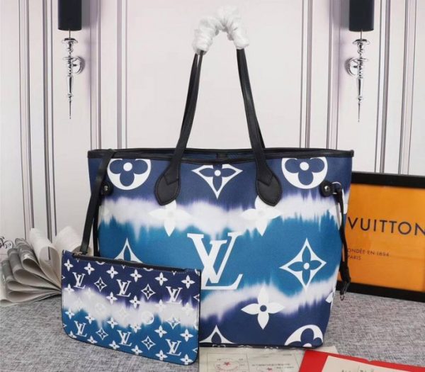 Fake Louis Vuitton Escale Neverfull MM Tote Blue