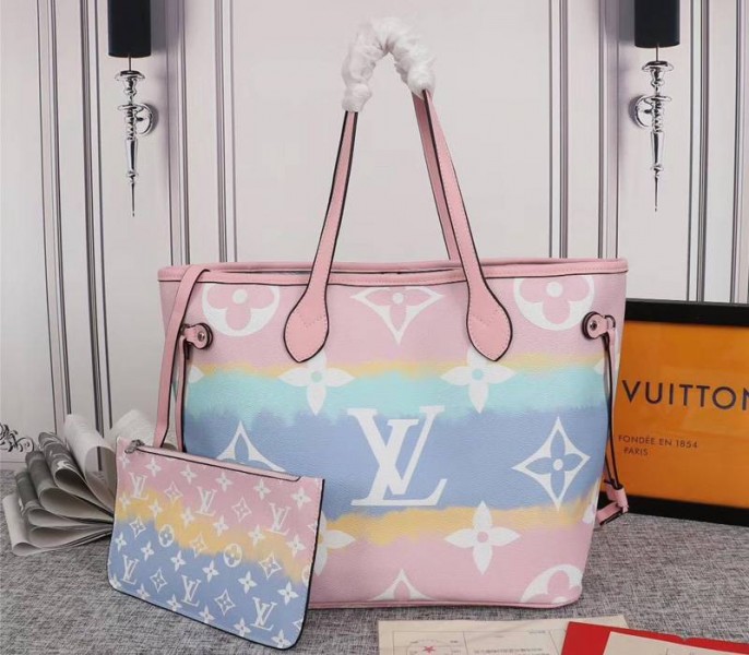 Replica Louis Vuitton Escale Neverfull MM Tote Pastel Pink