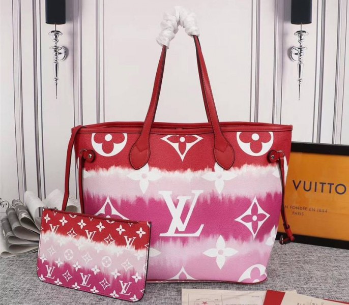 Replica Louis Vuitton Escale Neverfull MM Tote Rouge Red