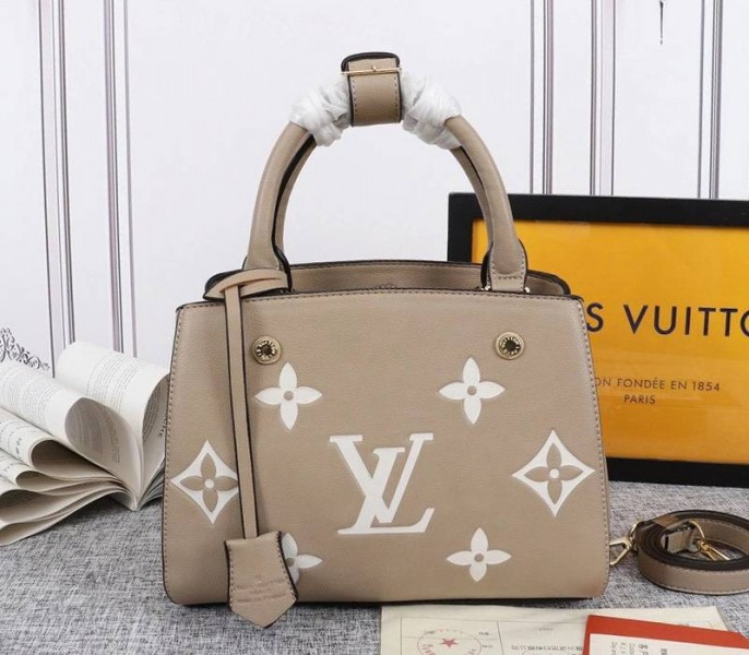 Fake Louis Vuitton Monogram Empreinte Leather Montaigne BB Handbag Turtledove