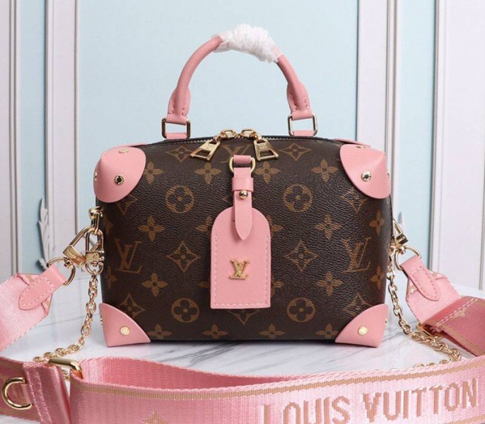 Fake Louis Vuitton Monogram Canvas Petite Malle Souple Handbag In Peche