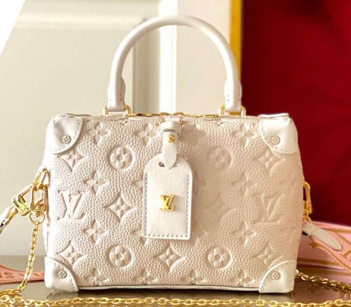 Imitation Louis Vuitton Monogram Empreinte Petite Malle Souple Handbag In Cream