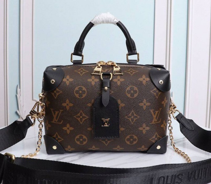 Replica Louis Vuitton Monogram Canvas Petite Malle Souple Handbag In Black